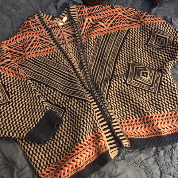 Anthropologie Sweaters - Moth orange and navy open sweater.